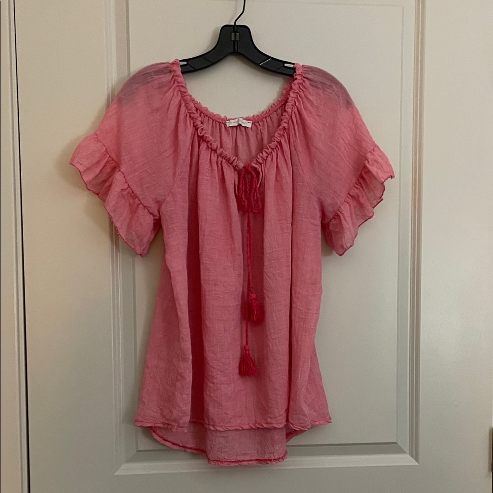 Elegant Pink Tassel Blouse